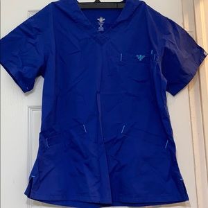 Med couture small blue scrub top